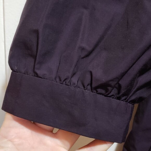 Anthropologie purple trench coat with decorative stitching and buttons - Picture 6 of 13